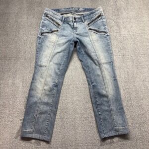 Converse One Star Jeans Women Size 12 Blue Good Skinny Moto Zipper Premium Denim